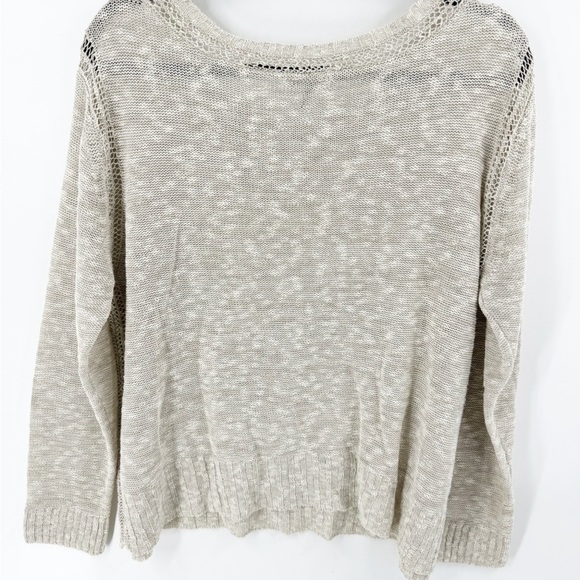 ✅ EILEEN FISHER ORGANIC LINEN BLEND SCOOP NECK LONG SLEEVE SWEATER CREAM X-LARGE - Picture 4 of 6